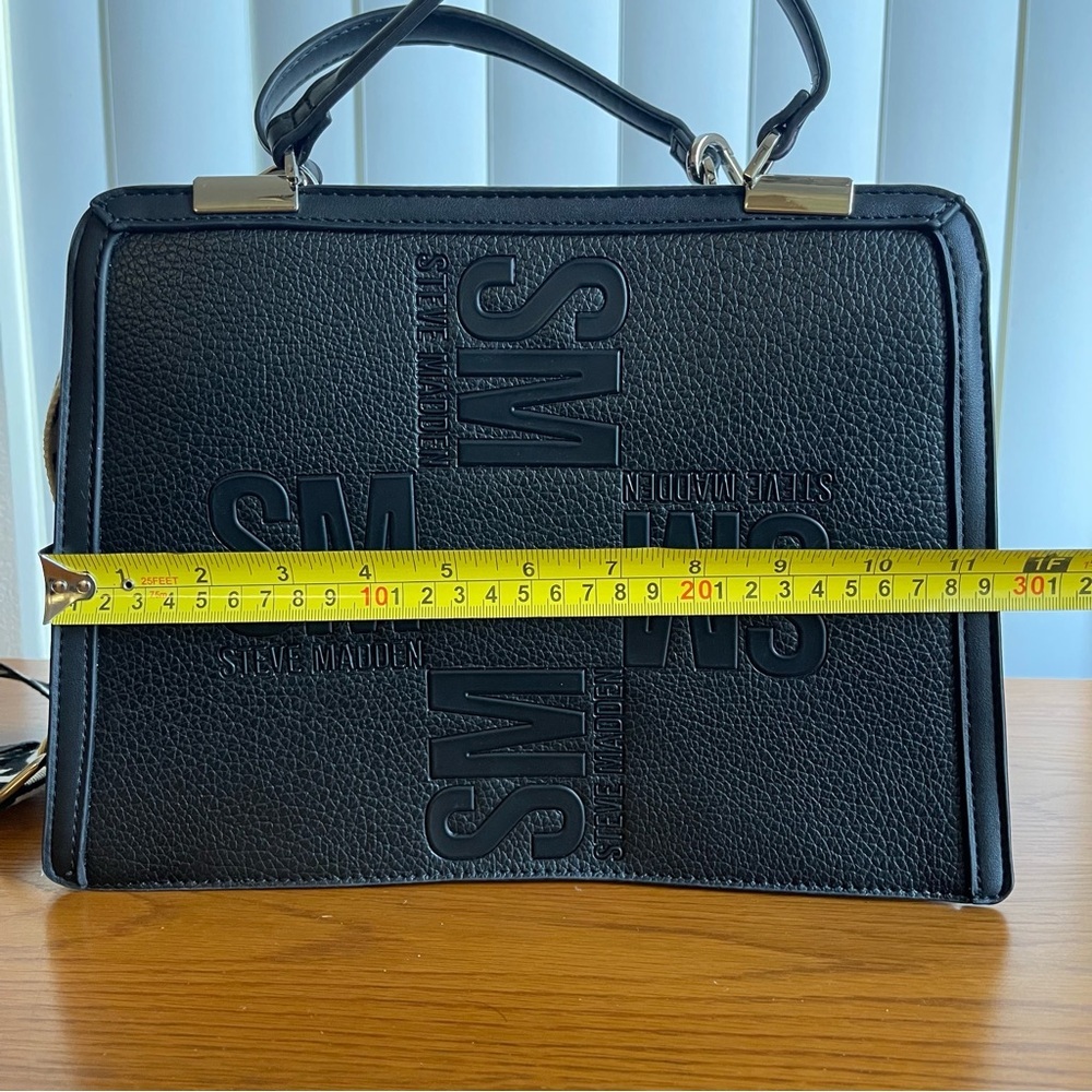 Steve Madden Bmateo Top Handle Crossbody Bag Black Faux Leather - Picture 9 of 16